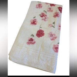 1-Fieldcrest Bath Towel Pink Roses Green 100% Cotton USA Cottagecore Granny Vtg